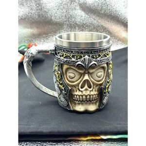 Viking Warrior Skull Medieval‎ Style Coffee Mug Cup Renaissance Halloween Goth